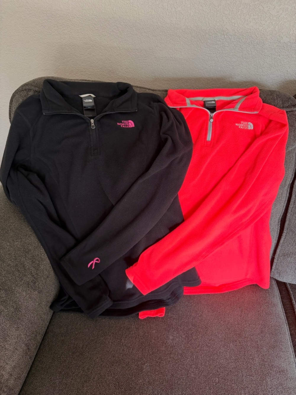 The North Face Women's Quarter-Zip Fleece - Red with Gray Trim